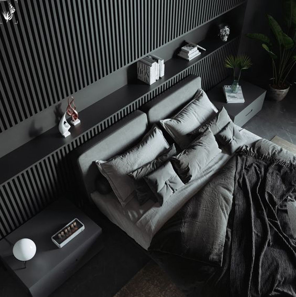 Charcoal Black Fluted Wall